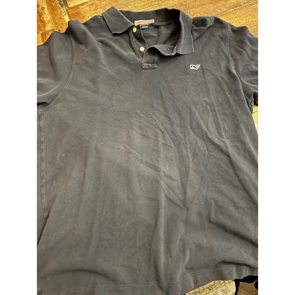Vineyard Vines Mens Navy Blue Cotton Pique Short Sleeve Whale Logo Polo Shirt L